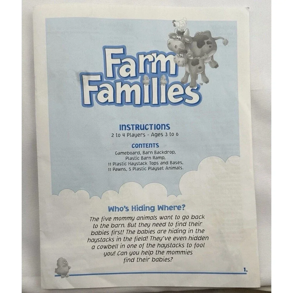 1996 Farm Families Game Milton Bradley Complete Good Cond FREE SHIP